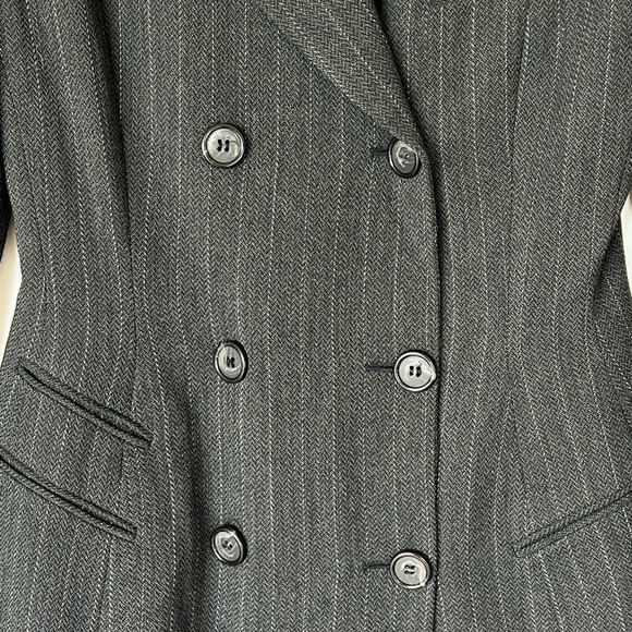 Donna Karan Wool Blend Double Breasted Tailored Stripe Blazer - Picture 4 of 10